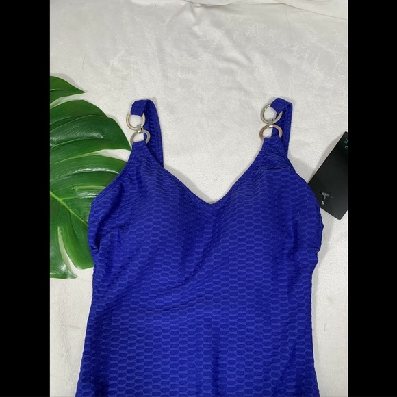NWD $50 Aqua Green Textured One Piece Swimsuit in‎ Blue [SZ Small ] - Picture 5 of 12
